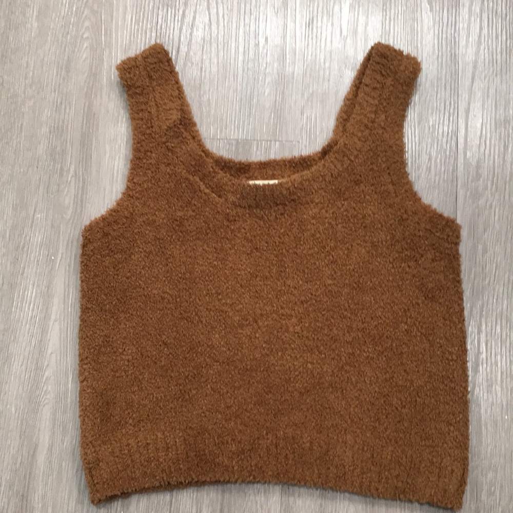 Brown Plush Teddy Bear Cozy Knit Tank